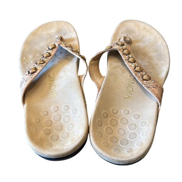 Vionic Rest Floriana 340 Gold Cork Women's Flipflops Size 7 - Picture 3 of 10